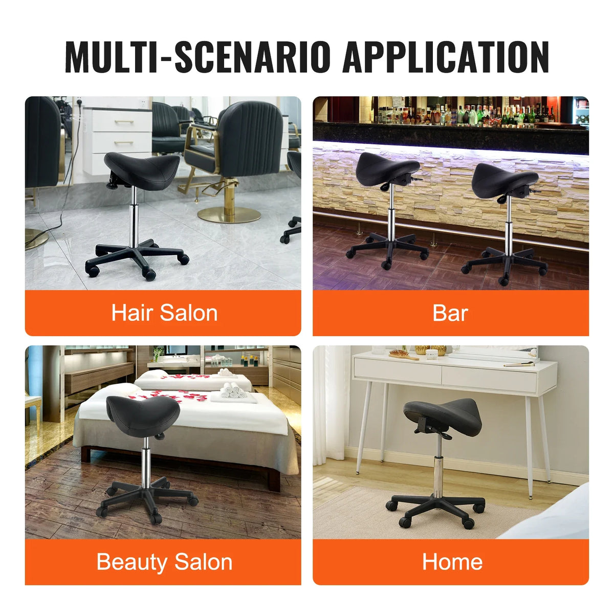 Ergonomic Saddle Stool with 5 Swivel Casters 360° Rotation 20.1-28 in Height Adjustable Round Stool for Bar Salon Office
