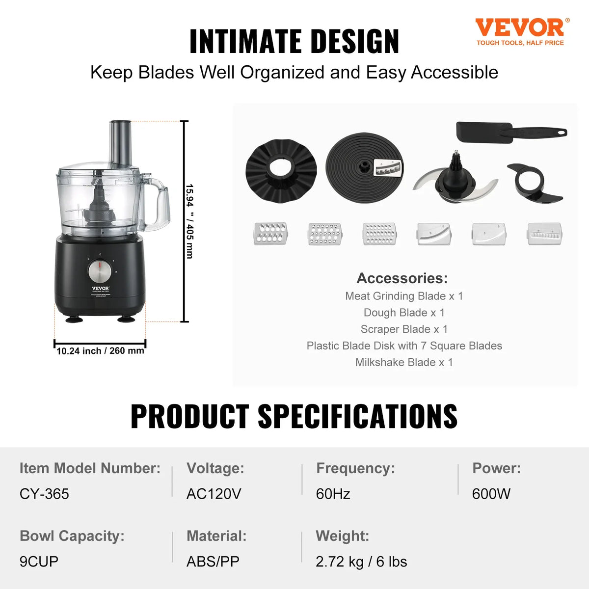 Food Processor,600W Stainless Steel Blade Professional Electric Food Chopper, Easy Assembly & Clean,for Chopping, Mixing