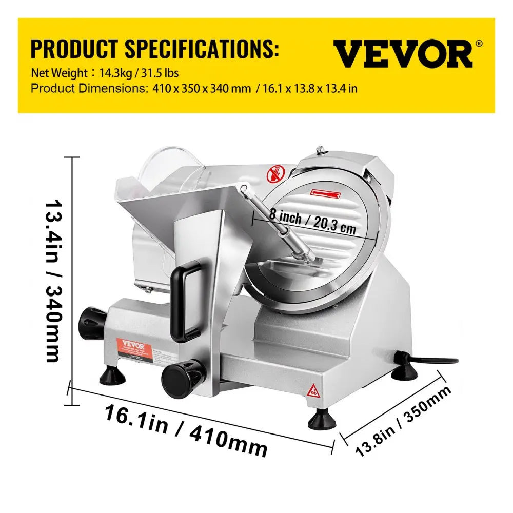 Meat Slicer Electric Deli Food Slicer with SUS420 Stainless Steel Blade and Built-in Sharpening Stone