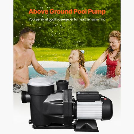 Above Ground Pool Pump, 2.5 HP, 148 GPM Max Flow Single Speed Swimming Pool Pump, 220V 3450 RPM 62 ft Max Head Lift with PP Shell Strainer Basket, 122 Fahrenheit Max Water Temperature