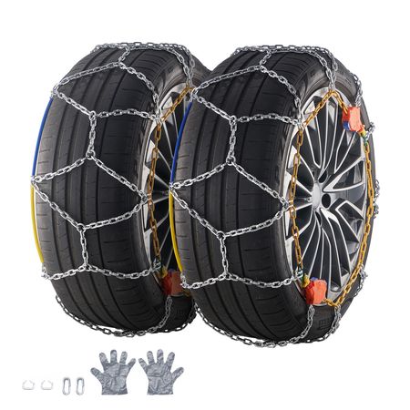 Auto Tightening Snow Chains, Diamond Mesh Traction Wheel Chains for Anti-slip, Manganese Alloy Steel Emergency Tire Chains for Cars, Pickups, SUVs, and Trucks (Set of 2)
