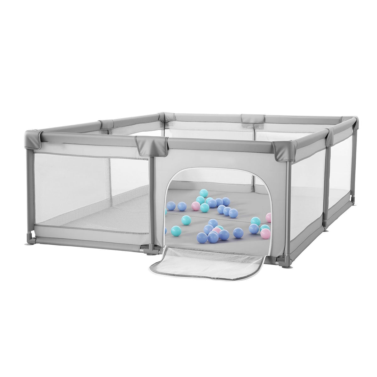 Baby Playpen, 78.7″ x 70.3″ Extra Large Playpen for Babies Toddlers, Indoor/Outdoor Baby Fence Play Yard, No-Gap Safety Activity Center with 50 Ocean Balls, Zippered Door & Soft Breathable Mesh