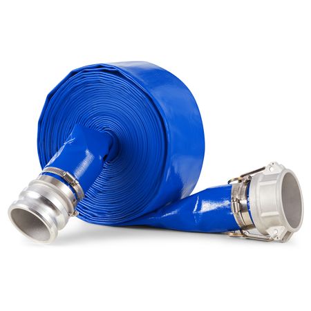 Backwash Hose, 3 in x 50 ft, Blue High Quality PVC Hose, with Clamps, Camlock, Aluminum Fittings, Fit Various Pumps, for Sewage Treatment, Water Transportation and More Agricultural Purposes