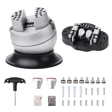 Ball Vise, 3" Engraving Setting Tool, 360° Rotation Engraving Block Vise, 30 PCS Attachment Jewelry Engraving Block Tools Standard Block for Gemstone Inlay and Small-Scale Engraving