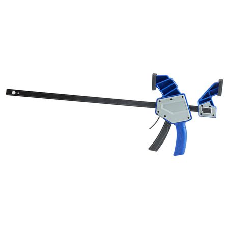 Bar Clamps for Woodworking, 2-Pack 24 inch One-Handed Clamp/Spreader, Quick-Grip F-Clamp with 340 lbs Load Limit, Premium Plastic and Carbon Steel, for Woodworking Metal working, Blue + Black