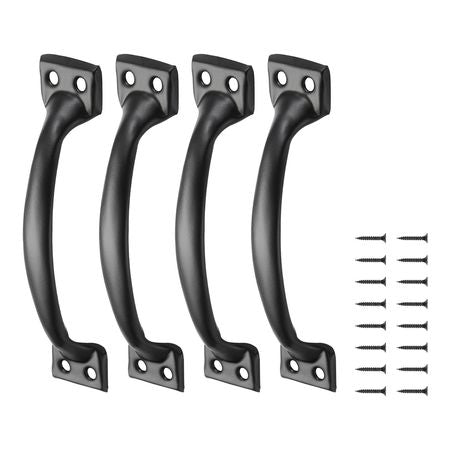 Barn Door Handle, 4Pcs 6.5 in Rustic Fence Gate Handle, Rust-Resistant Coating, Heavy Duty Carbon Steel Outdoor Gate Handles, Easy to Install, Metal Sliding Door Pulls for Garage Shed Pantry