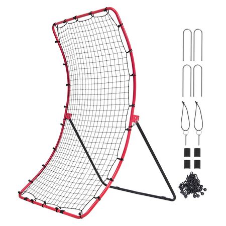 Baseball And Softball Rebounder Net, 4 x 5.5 ft PitchBack Baseball Pitching Nest, Pitch Return Trainer Rebound Net with Pitching Target, All Angle Fielding Rebound Net for Grounders Pop Flies