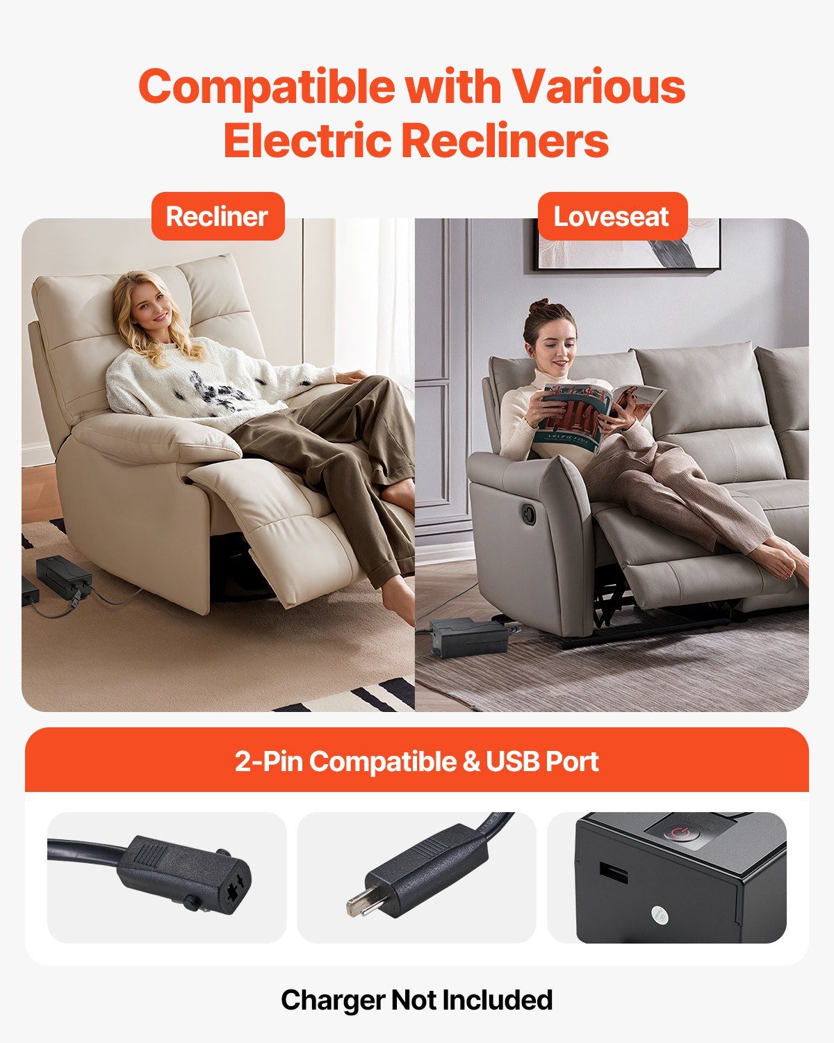 Battery Pack for Reclining Furniture 5000 mAh 2-Pin Recliner Battery Pack