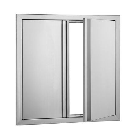BBQ Access Door, 24W x 24H Inch Double Outdoor Kitchen Door, Stainless Steel Flush Mount Door, Wall Vertical Door with Recessed Handles , for BBQ Island, Grilling Station, Outside Cabinet