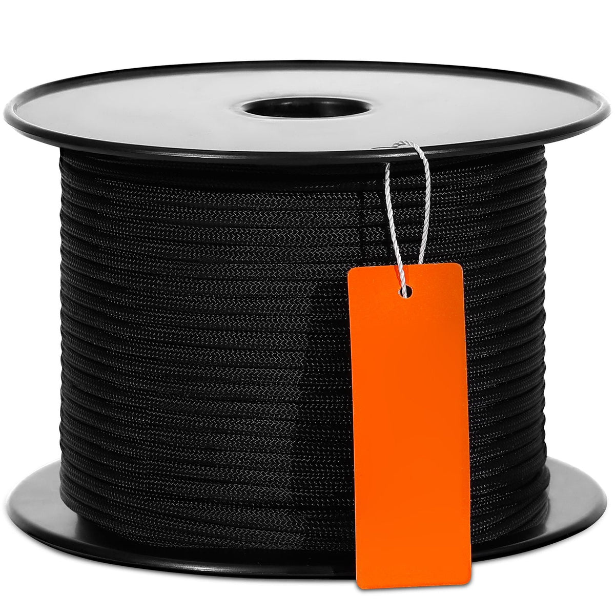 Braided Nylon Cord, 3/16 inch by 250 feet, 32-Strand Design, 720 LBS Tensile Strength, Multi-Purpose Black Rope for Outdoor, Tree Work, Hiking, Swinging, and Rescue Operations
