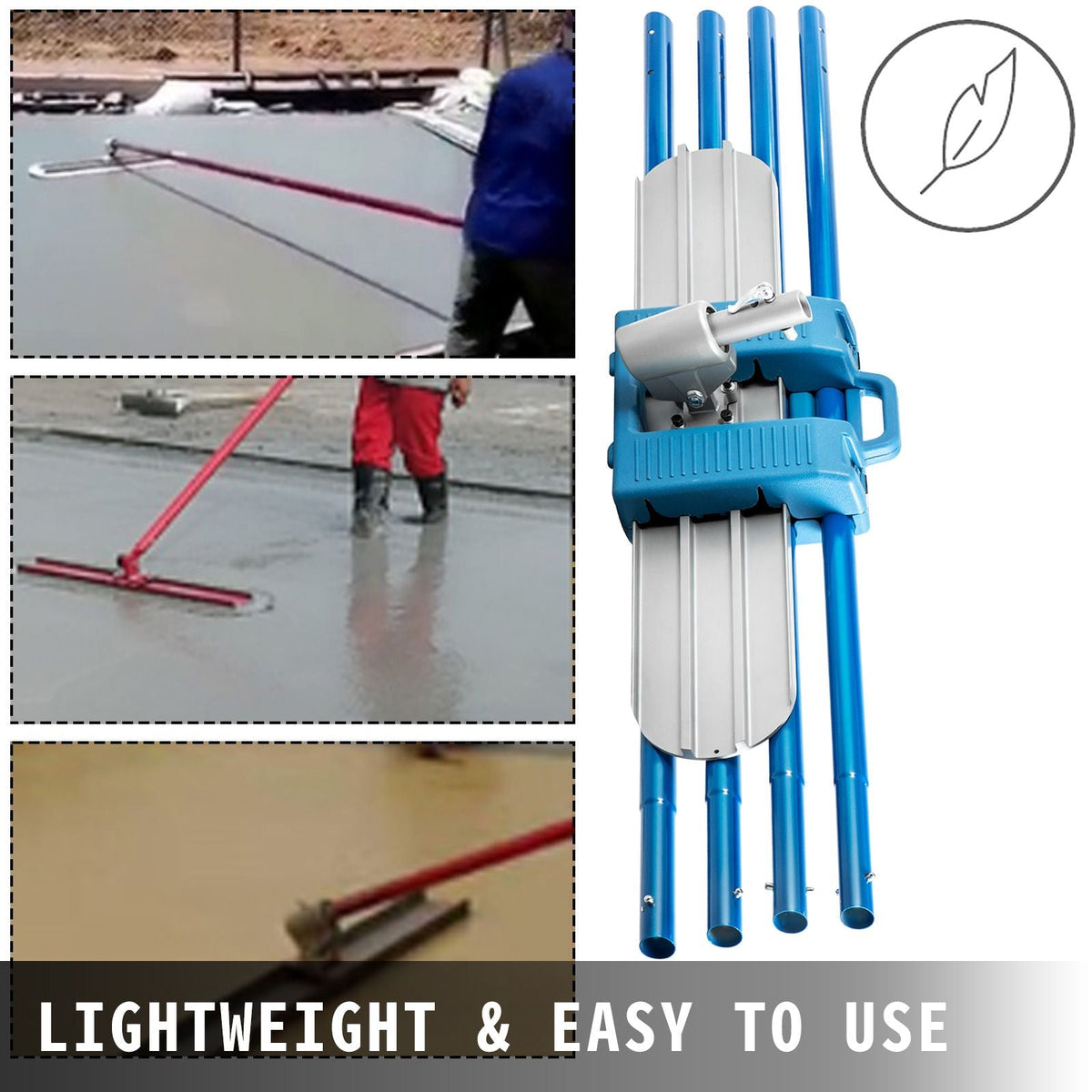 Bull Float Magnesium Concrete Float 48 x 8\" Round End Concrete Float Tool Cement Tool Bull Concrete Kit Bull Float with 4 Float Handle Bull Float Bracket Concrete Tools Finishing Bull Float