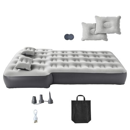 Car Air Mattress, Fits Toyota 4runner, Jeep Wrangler, Inflatable Car Camping Mattress, Flocking Thickened Blow Up Travel Beds, Durable Portable Sleeping Pad with Built in Pump, 2 Pillows, Gray