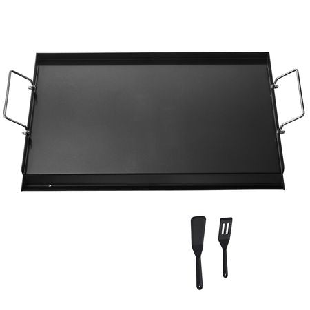 Carbon Steel Griddle, 24x16 inch Universal Flat Top Rectangular Plate, Gas Grill Griddle for BBQ Grill, Teppanyaki, Portable Family Cookware with Handle, for Camping Tailgating Party