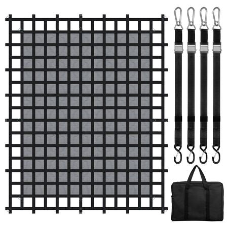 Cargo Net, 120 in x 105 in, Heavy Duty Truck Cargo Net for Truck Bed, 4 Adjustable Straps with Carabiners & S-Hooks, Wear-resistant & Weather-proof, Suitable for Pickup, Truck, Jeep, SUV, Boat