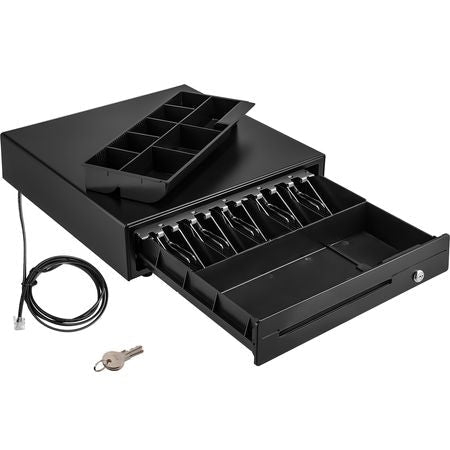 Cash Register Drawer, 16\" 12 V, for POS System with 5 Bill 8 Coin Cash Tray, Movable Coin Compartment & 2 Keys Included, RJ11/RJ12 Cable for Supermarket, Bar, Coffee Shop, Restaurant (USD Only)