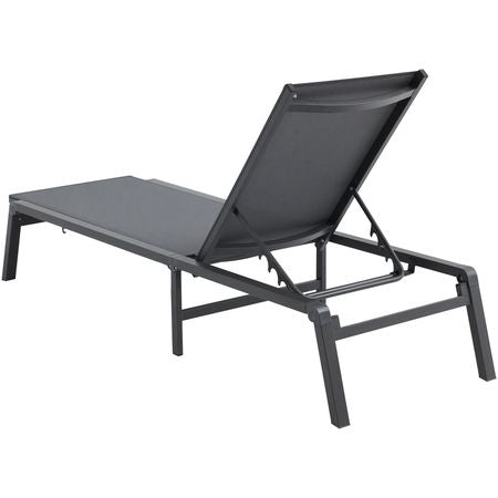 Chaise Lounge Chair Outdoor, Aluminum Patio Lounge Chair with Adjustable 5-Position, Folding Pool Lounge Chair Recliner and Full Flat Tanning Chair for Patio, Beach, Pool, Dark Grey