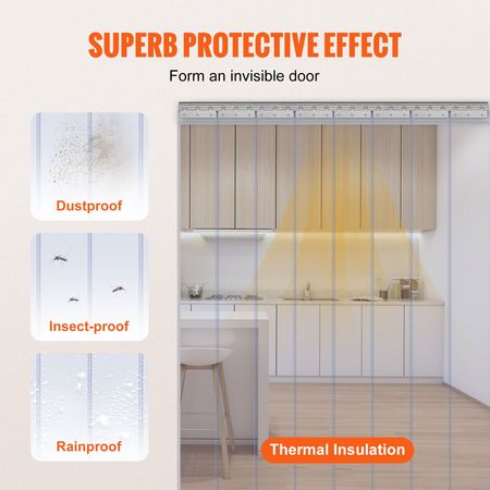 Clear PVC Strip Curtain, 84 in Height x 48 in Width x 0.08 in Thickness, 8 PCS Walk in Freezer Cooler Curtain Strips, Smooth Waterproof Plastic Door Strips for Warehouse, Freezer, Garage Doors