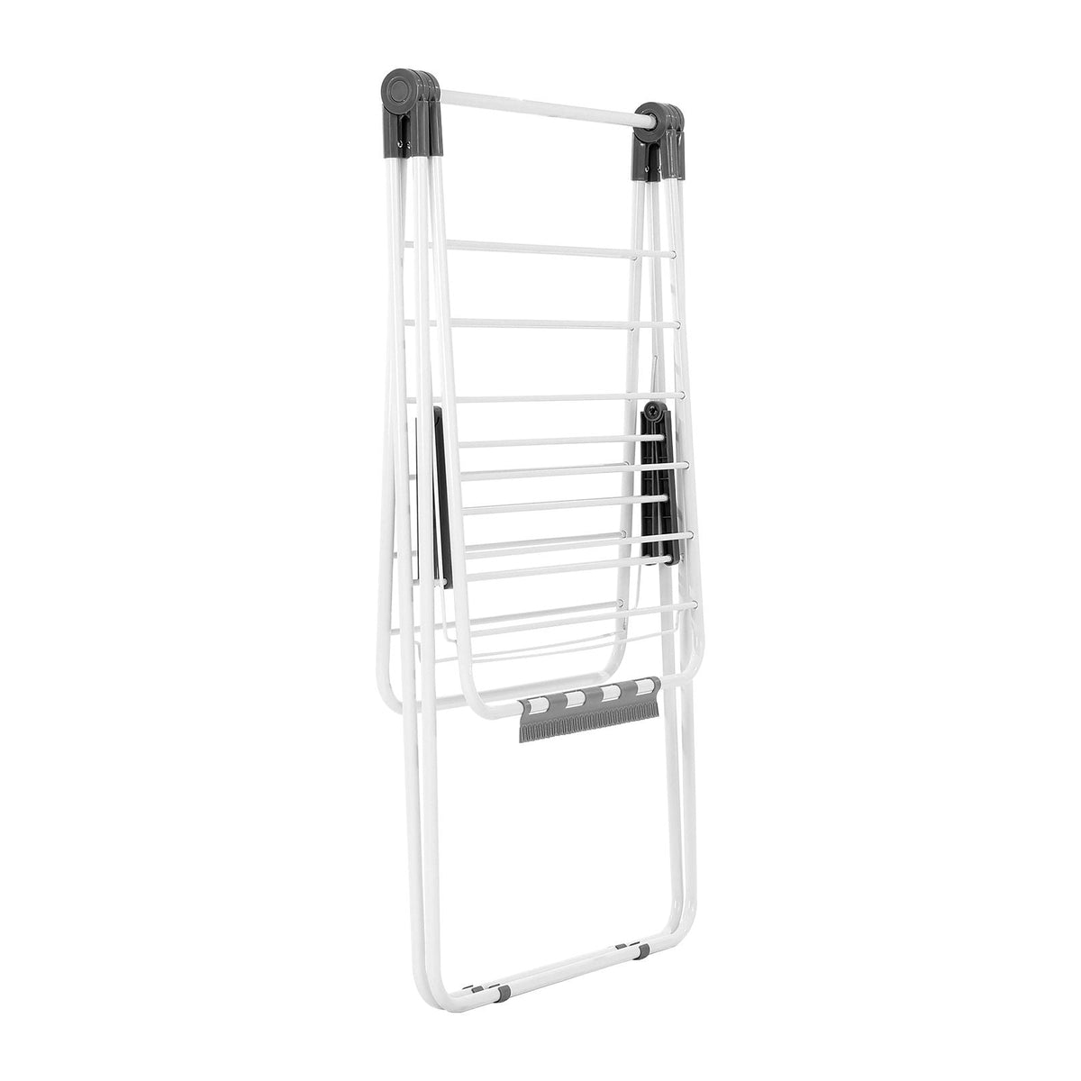 Clothes Drying Rack, 2-Tier Foldable Laundry Dryer Rack with Sock Clips & 21 Drying Rods, Metal Height Adjustable Drying Racks for Outdoor & Indoor, Free-Standing & Space-Saving Hanger, White