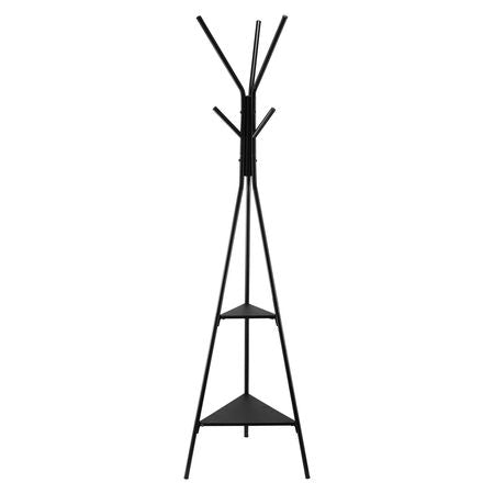 Coat Rack, Freestanding Coats Rack Stand with 2 Shelves & 6 Hooks, Free Standing Hall Coat Tree for Entryway, Bedroom, Living Room, Modern Clothes Hanger Stand for Coats, Hats, Scarves, Handbags