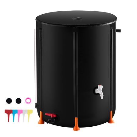 Collapsible Rain Barrel, 66 Gallon/250 L Portable Rain Water Collection Barrel, PVC Rainwater Collection System with Spigots and Overflow Kit, Water Barrel for Garden Water Catcher