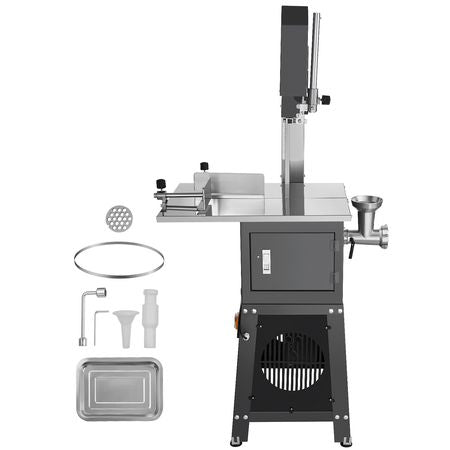 Commercial Electric Meat Bandsaw, 850W Stainless Steel Vertical Bone Sawing Machine, 19.1"x15" Workbench, 7.09 Inch Cutting Thickness, Frozen Meat Cutter with Blade for Rib Pork Beef