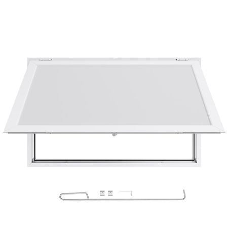 Concession Window 53x33 in, Aluminum Alloy Frame Service Window for Food Truck, Up to 85 Degrees Stand Serving Window with Awning Door and Drag Hook, Rainwater Resistant for Concession Trailers