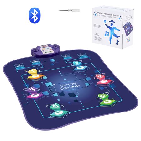 Dance Mat, 6-Button Dance Mixer Rhythm Step Play Mat, Electronic Dance Pad with Wireless Bluetooth, LED Lights, 5 Game Modes, Adjustable Volume, Built-in Music, Toys Gifts for 3+ Year Old Girls