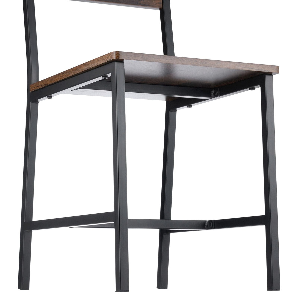 Dining Chairs Set of 2, Wooden Table Chairs with Metal Frame and Backrest, Easy to Assemble Leather Side Chair, Modern Farmhouse Walnut Chair for Kitchen Living Room, Rustic Brown and Black