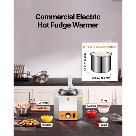Electric Cheese Dispenser with Pump, 2.4L Commercial Hot Fudge Warmer, Plastic Pump Dispenser, 86-230 Fahrenheit Temp Adjustable Nacho Cheese Sauce Warmer, for Hot Fudge Cheese Caramel