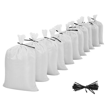 Empty Sandbags, 200 Packs 16 x 26 in, Heavy Duty Sand Bags Sacks with Ties, 50lb Capacity Woven Polypropylene Sandbags, Tear-Resistant & UV-Resistant Sand Bags for Flood Protection Barrier