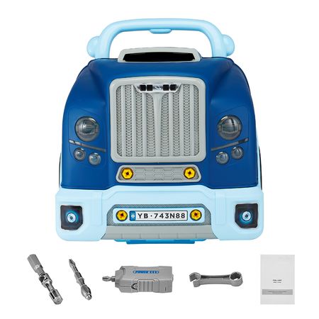 Engine Toy, 60 Pieces, Kids Mechanic Car Repair Set with Removable Parts, Lights and Sounds, Steering Wheel and Horn, Kids Mechanic Workshop Set for Toddler Ages 3 Years and Up, Blue
