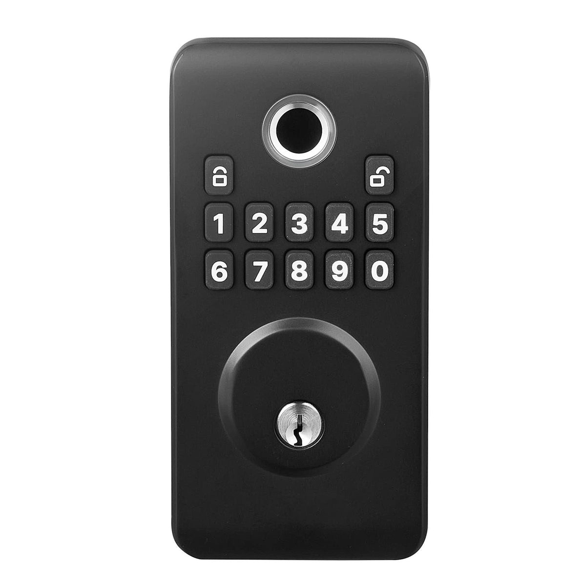 Fingerprint Door Lock Set, Electronic Biometric Deadbolt Keyless Entry Door Lock with Handle, Pioneering Easy-Grip Design, Auto Locking, One-Time Code, Anti-Peeking Password, Matte Black