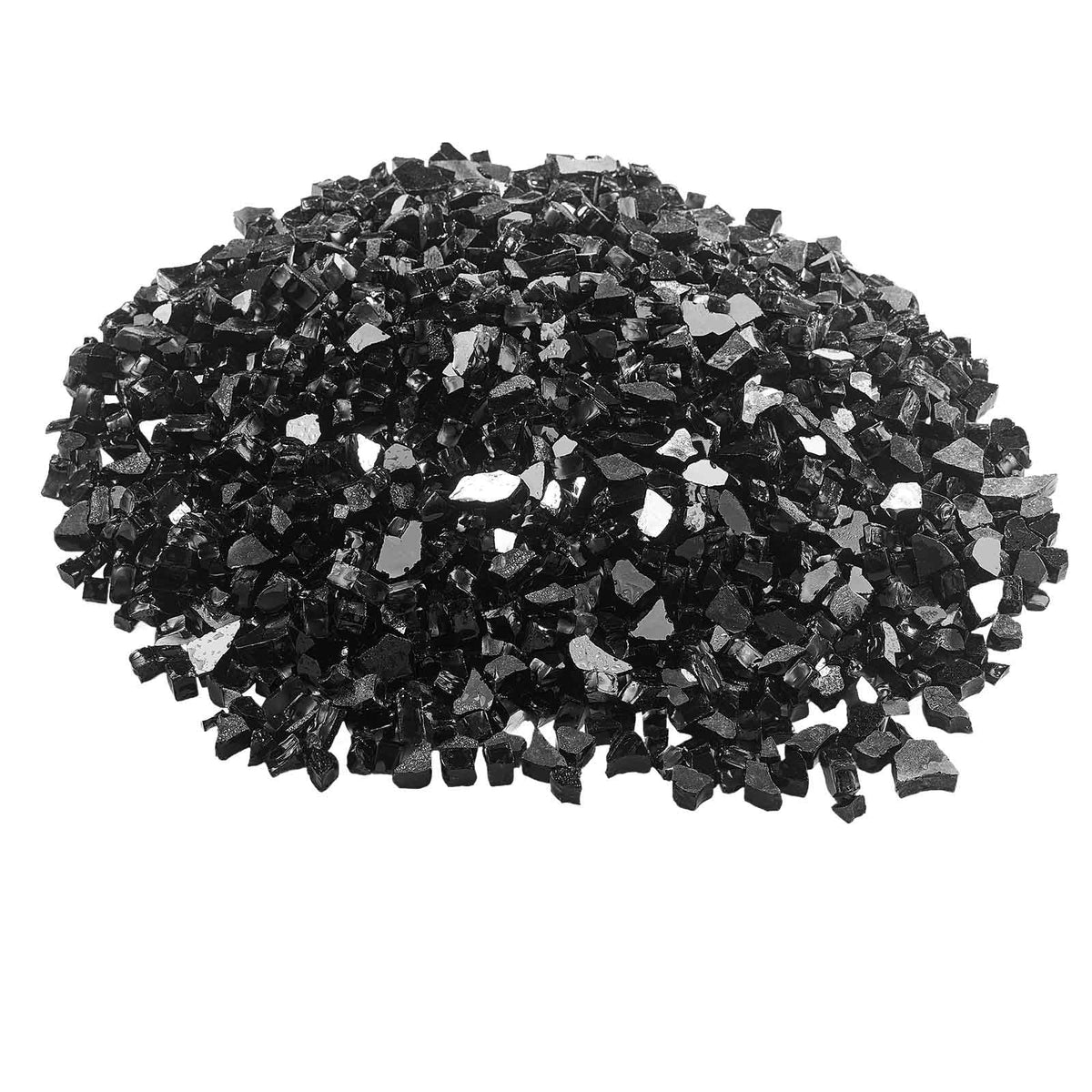 Fire Glass, 10 LBS / 4.5 KG High-Temperature Resistant Fireplace Rocks, 1/2-Inch / 12.7 mm Reflective & Smokeless Firepit Glass Rock, High Luster Stone Landscaping for Fire Pit Table, Black