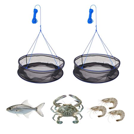 Foldable Fishing Net, Landing Fishing Pier Nets, Portable Drop Net for Pulling up Fish, Durable and Fish-friendly, with Rope and Storage Bag, for Minnows, Crawfish, Shrimp, Crab