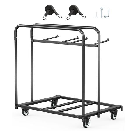 Folding Chair Rack, 400 LBS Capacity, Heavy-duty Chair Cart for 5 Tables+14 Chairs, Chair Storage Dolly Chair Holder w/ Swivel Casters and Locking Wheels,for Party Event,Hotel, Matte Black
