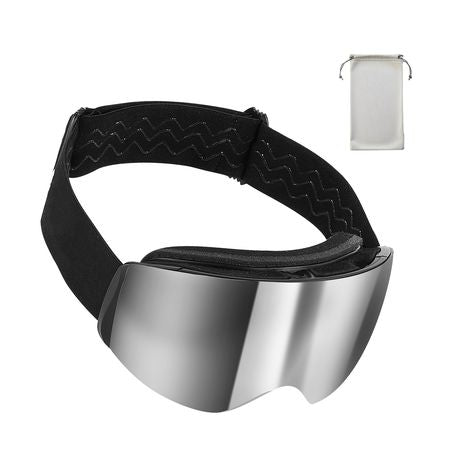 Frameless Ski Goggles, Spherical Lens with Silver Mirror Revo Coating, OTG Anti fog Snow Goggles for Men Women, TPU Frame & Ventilation Structure, Suitable for Skiing, Skating, Snowboarding
