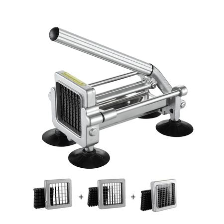 French Fry Cutter, Potato Slicer with 1/2" 3/8" 1/4" Stainless Steel Blades, Manual Potato Cutter Chopper with Suction Cups, Great for Potato, French Fries, Cucumber, Vegetables, Carrot