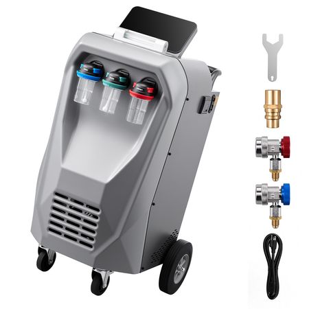 Fully Automatic Refrigerant Recovery Machine for R134a, ≥98.5% Accuracy, 10.1-Inch Touch Screen, AC Recovery, Vacuum, Recharging and Flushing for Standard & High Voltage Automotive A/C Systems