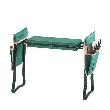 Garden Kneeler and Seat, 6 in Wide Kneeling Pad, Heavy Duty Garden Kneeling Stool, Folding Garden Seat with 2 Tool Bags, Relieve Knee & Back Pain, Portable Garden Bench for Women Grandparents