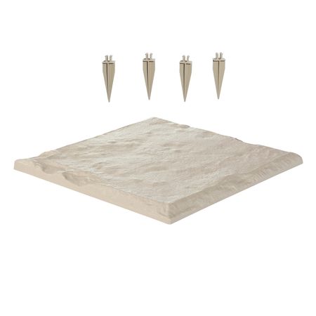 Garden Stepping Stones, 4Pcs 15.5 x 15.5 in, Decorative Stepping Stones with Stakes, Weather-Resistant Plastic Pathway Pavers, Smooth Surface, Outdoor Walkway for Lawn Patio Landscape, Beige