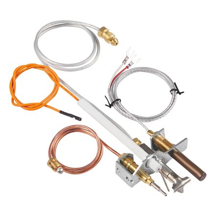 Gas Pilot Assembly, OE 4021-732, 25660 Fireplace Gas Pilot Assembly, Natural Gas Ignition Replacement with Pilot Tube, Thermocouple, Thermopile, Wires, Compatible with Heatilator Models