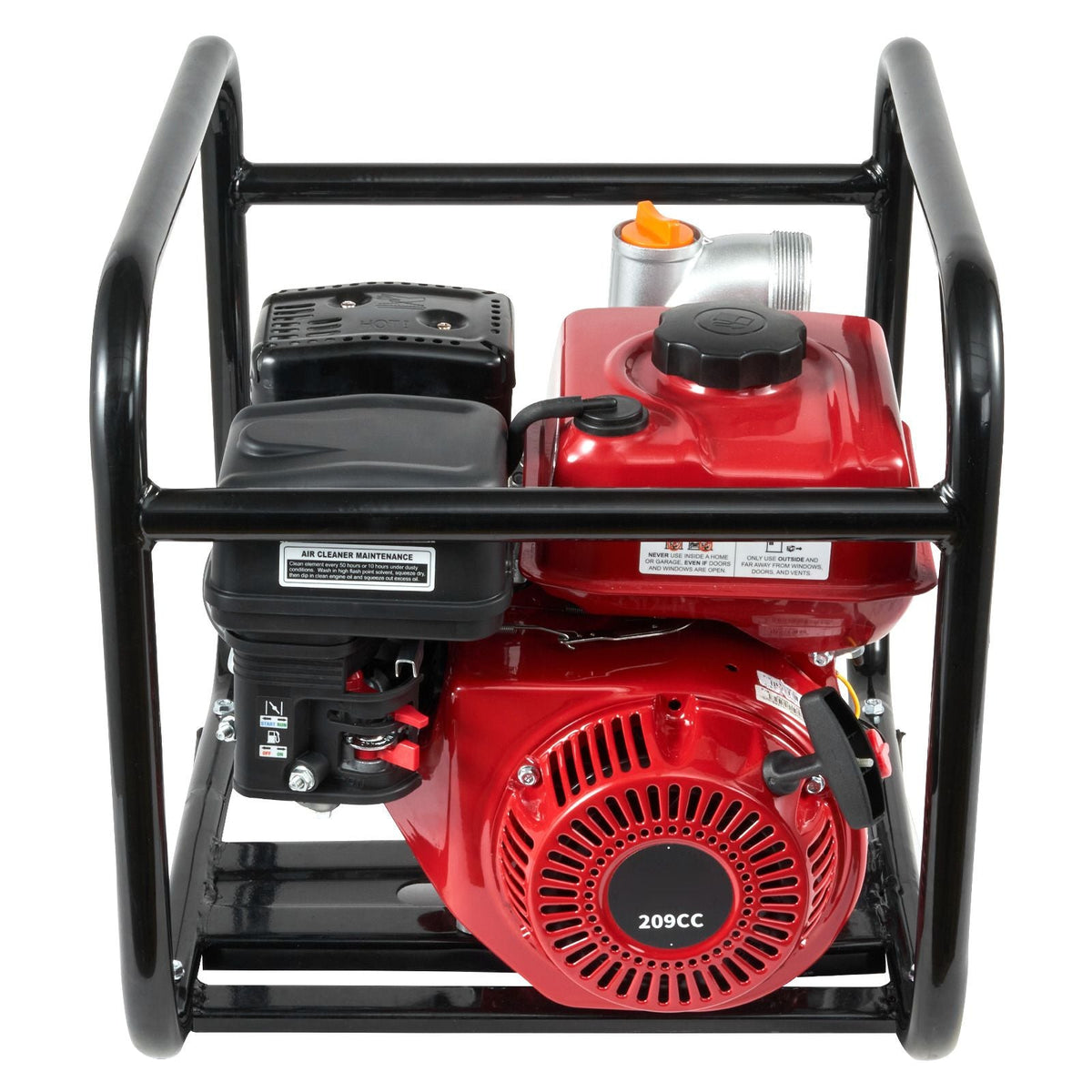 Gasoline Powered Trash Pump, 2 in/50 mm, 7HP 132GPM 4-Stroke Gasoline Engine Water Transfer Pump with 25 ft/7.62 m Outlet Hose Max 98 ft Lift 26ft Suction, Cast Iron Impeller for Irrigation Pool