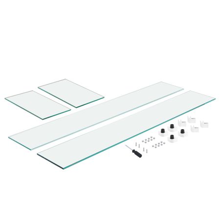 Glass Wind Guard for Rectangular Fire Pit Table 36 x 16 x 7.5 Inch, 0.31 inch Thick and Sturdy Tempered Glass Panel with Hard Aluminum Corner Bracket & Rubber Feet, Easy to Assemble