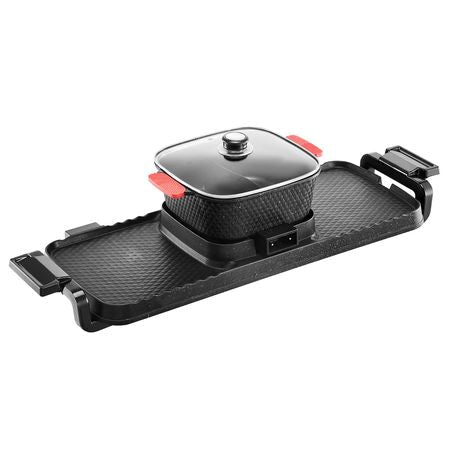 Hot Pot with Grill, 2300W 2-in-1 Electric Smokeless Grill and Hot Pot, Removable Shabu-shabu Hotpot with Non-stick Pan, Separate Dual Temperature Control, Indoor Korean BBQ for 1-6 People