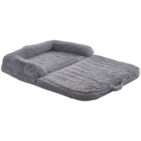 Human Dog Bed, 72" x48"x10" Giant Human Dog Bed for Adults and Pets, Human Size Dog Bed with Washable PV Velvet Cover, Egg Orthopedic Foam, Storage Pocket, for You and Pet, Grey