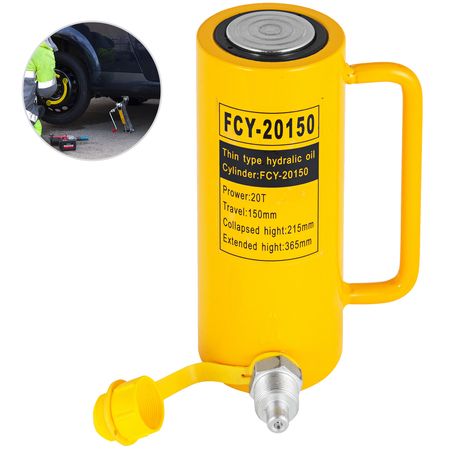 Hydraulic Cylinder Jack, 20 Ton Solid Ram Hydraulic Cylinder, 6 Inch Stroke Single Acting Hydraulic Cylinder, with Quick Connector Portable Hydraulic Solid Jack Hydraulic Lifting Cylinders