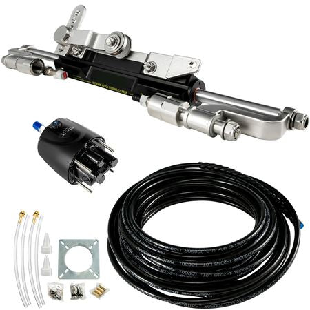 Hydraulic Steering Kit, 300HP Hydraulic Steering Compact Cylinder, Hydraulic Outboard Steering Kit with Helm Pump for Boat Marine Steering System