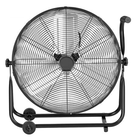 Industrial Shop Fan, 24 Inch Floor Drum Fan, High Velocity 7500 CFM, Heavy Duty Aluminum Blades, 3 Speeds, 360 Degree Tilt, Ideal for Commercial, Garage, Warehouse, Basement, Workshop, Black