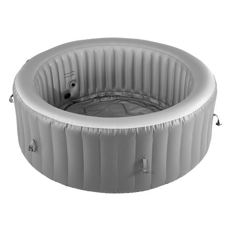 Inflatable Hot Tub, 4 to 6 Person Capacity, 81.9 x 26in Round Portable Outdoor Spa, with 130 Soothing Jets, Headrest, LED Light, Cover, Multi-function Control Panel, PVC Outdoor Hot Tub, Grey