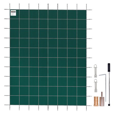 Inground Pool Safety Cover, 20 ft x 42 ft Rectangular Winter Pool Cover, Triple Stitched, High Strength Mesh PP Material with Good Rain Permeability, Installation Hardware Included, Green